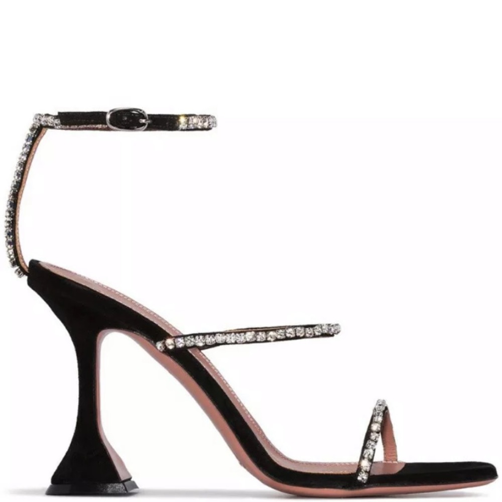 New Authentic Amina Muaddi Gilda Crystal Sandals